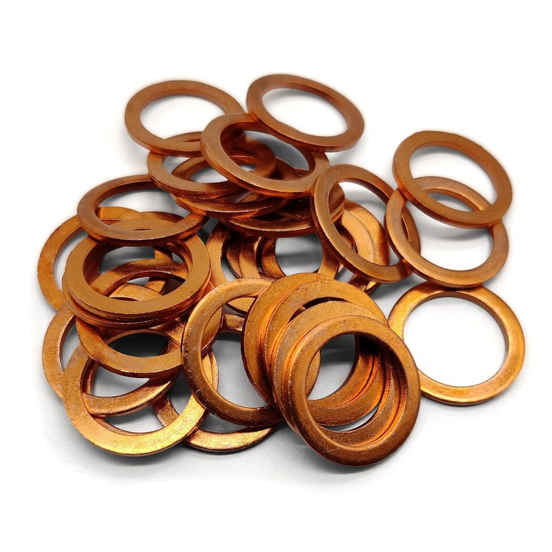NACX M16 Flat Washer Copper Sealing Ring, 16mm ID 22mm OD 1.5mm Thickness Metric Sealing Gasket, 30 Pieces - Image 1