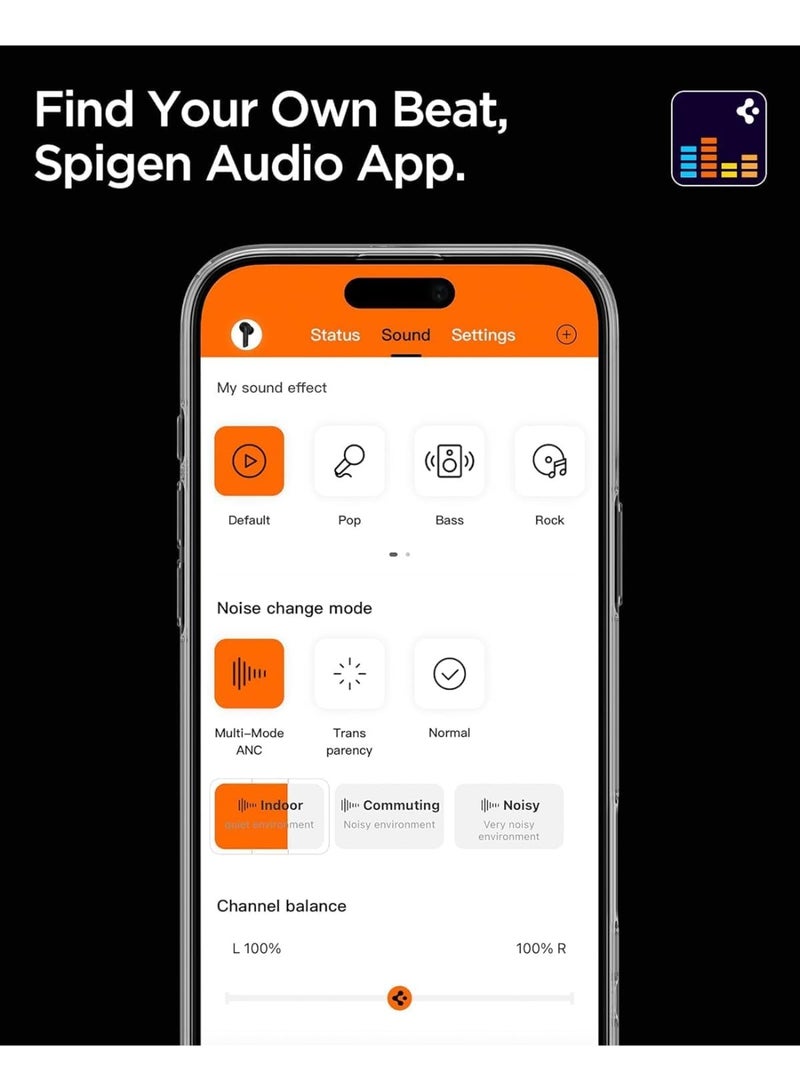 Spigen True Wireless In Ear Earbuds SA-TW P10, 4 Mode Active Noise Cancellation Pro 40dB, Bluetooth 5.2 Headphones, 30H Playtime, EQ Customizing App, 6 Mics, Gaming Mode, 10mm Driver, IPX4 - White - Image 3