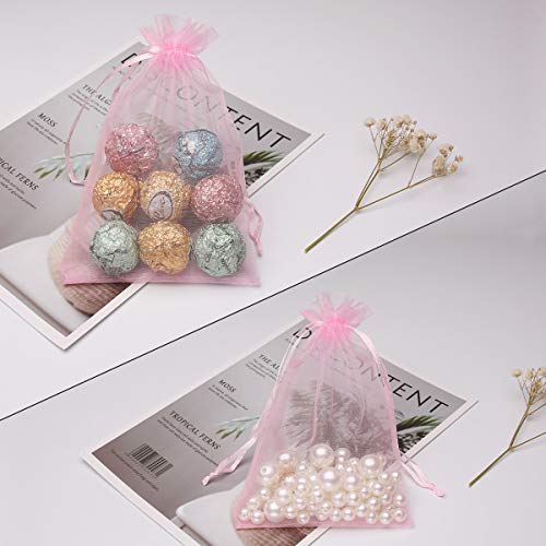 Akstore 100PCS 4x6inch (10x15cm) Drawstring Organza Jewelry Favor Pouches Wedding Party Festival Gift Bags Candy Bags (Pink) - Image 5