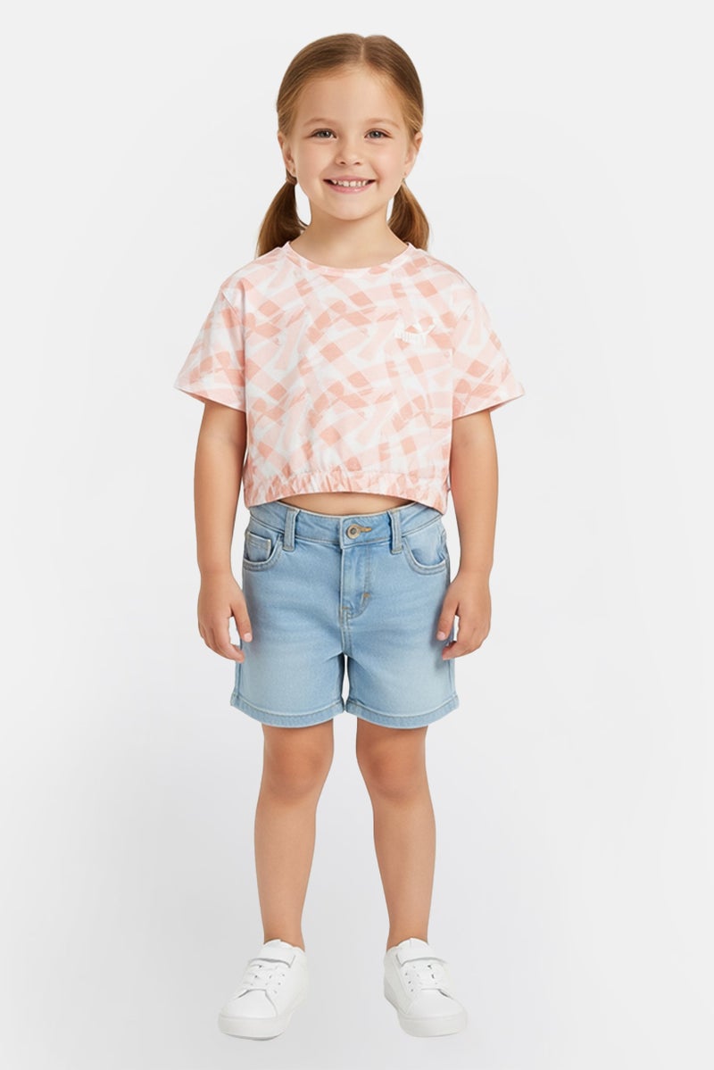 PUMA Toddlers Girl Embroidered Logo Short Sleeve Top, Multicolor - Image 1