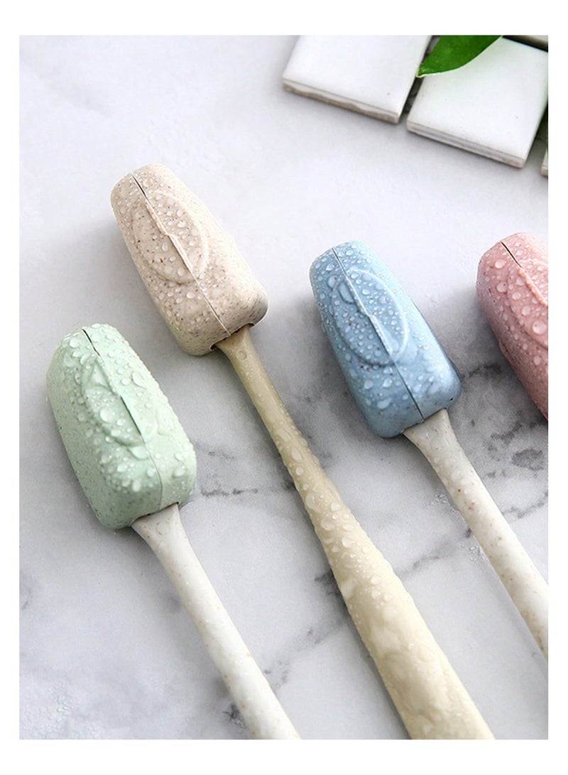 KHAJUL 4 Piece Portable Toothbrush Holder, Portable Toothbrush Holder Includes a Cover for the Brush Head and Body. Essential Travel Accessories for Back to School (Pink/White/Blue/Green) - Image 2