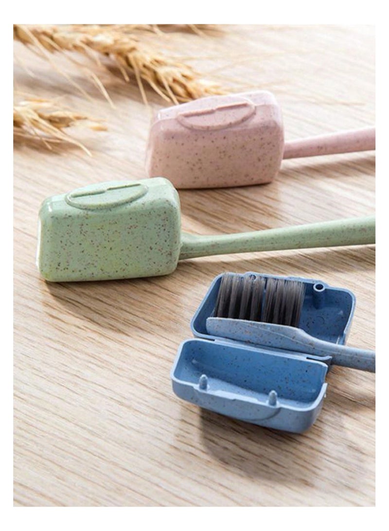 KHAJUL 4 Piece Portable Toothbrush Holder, Portable Toothbrush Holder Includes a Cover for the Brush Head and Body. Essential Travel Accessories for Back to School (Pink/White/Blue/Green) - Image 4