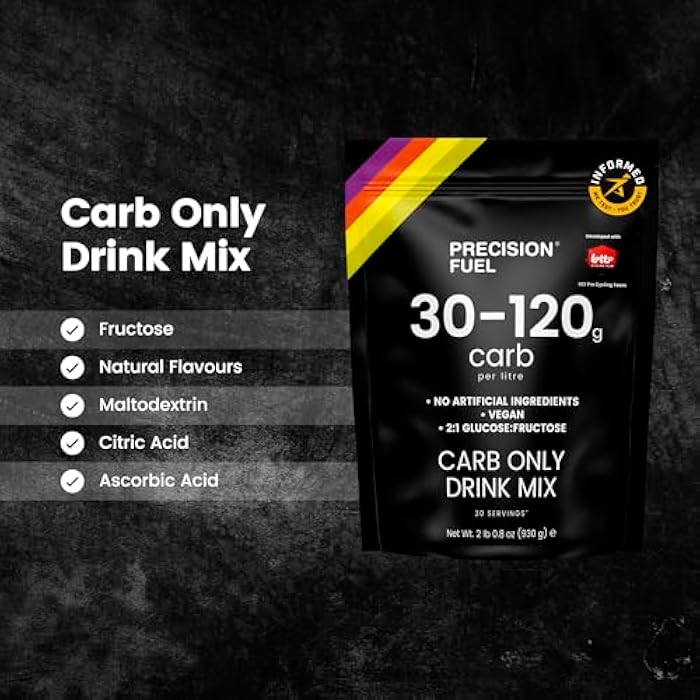 Precision Hydration Precision Fuel PF Carb Only Drink Mix - High Carbohydrate Powder for Energy, Vegan, 120g Carbs per Litre - Mild Citrus Flavor (1-Pack) - Image 4