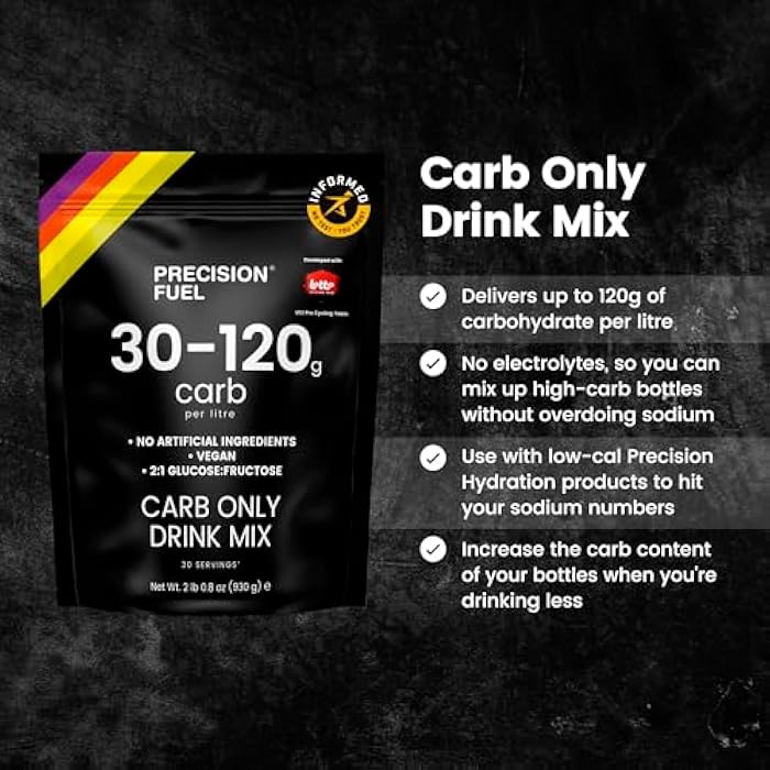 Precision Hydration Precision Fuel PF Carb Only Drink Mix - High Carbohydrate Powder for Energy, Vegan, 120g Carbs per Litre - Mild Citrus Flavor (1-Pack) - Image 2