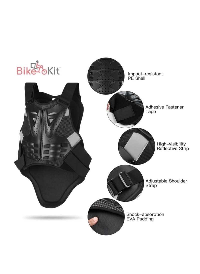 Bike Kit BikeKit Motorcycle Body Armor Vest, Chest Back Spine Protector – Impact Resistant PE Shell, Shock Absorbing EVA Padding, Adjustable Straps Body Protector  - Image 3