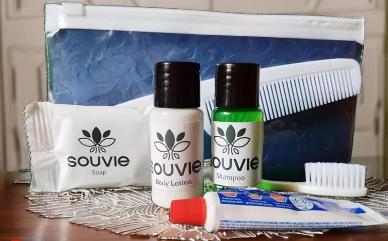 Hotel fresh up toiletries kit Pack of 10 Guest house kit Guest Room Amenities Marriage guest toiletry kit Hotel Accessories Hospital kit Travel Pack Zip pouch For 10 persons - Image 1