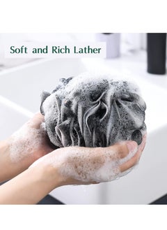 Aroura Premium Bamboo Charcoal Shower Puff - 4 Pack Black Bath Sponges - X-Large Mesh Pouf Loofahs for Enhanced Skin Care for Men & Women - Nature-Inspired, Luxurious Bathing Experience  - Image 5