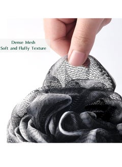 Aroura Premium Bamboo Charcoal Shower Puff - 4 Pack Black Bath Sponges - X-Large Mesh Pouf Loofahs for Enhanced Skin Care for Men & Women - Nature-Inspired, Luxurious Bathing Experience  - Image 4