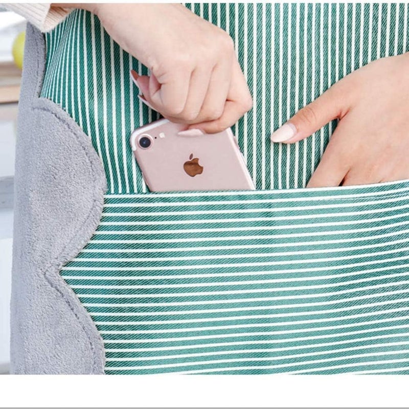 Adjustable apron with pockets - towels on both sides, sewn with durable, water-resistant coral fleece stitching. This cooking apron is suitable for home kitchens, barbecues, restaurants, and even gardens and crafts. - Image 4