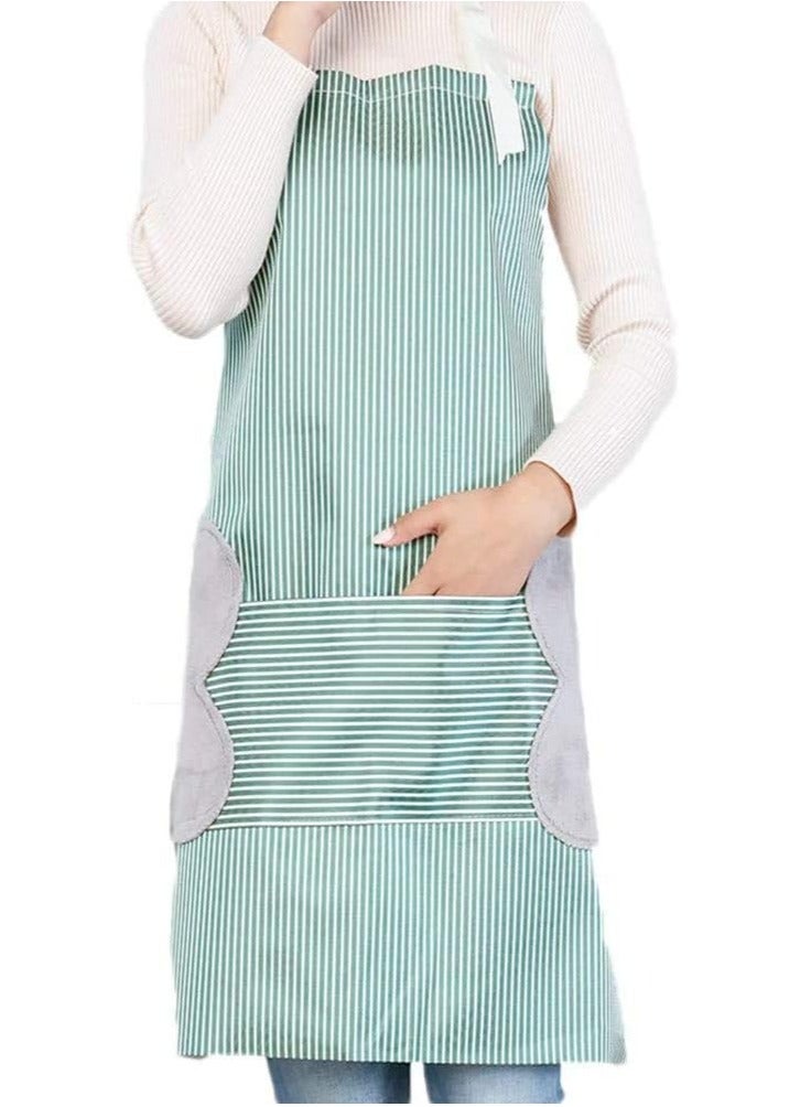 Adjustable apron with pockets - towels on both sides, sewn with durable, water-resistant coral fleece stitching. This cooking apron is suitable for home kitchens, barbecues, restaurants, and even gardens and crafts. - Image 1