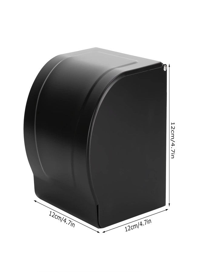 HAOHIZE Covered Toilet Paper Holder, Cat Proof Toilet Paper Holder Wall Mounted Bathroom Toilet Paper Shelf Cover Aluminum Alloy Toilet Paper Roll Holder Black - Image 2