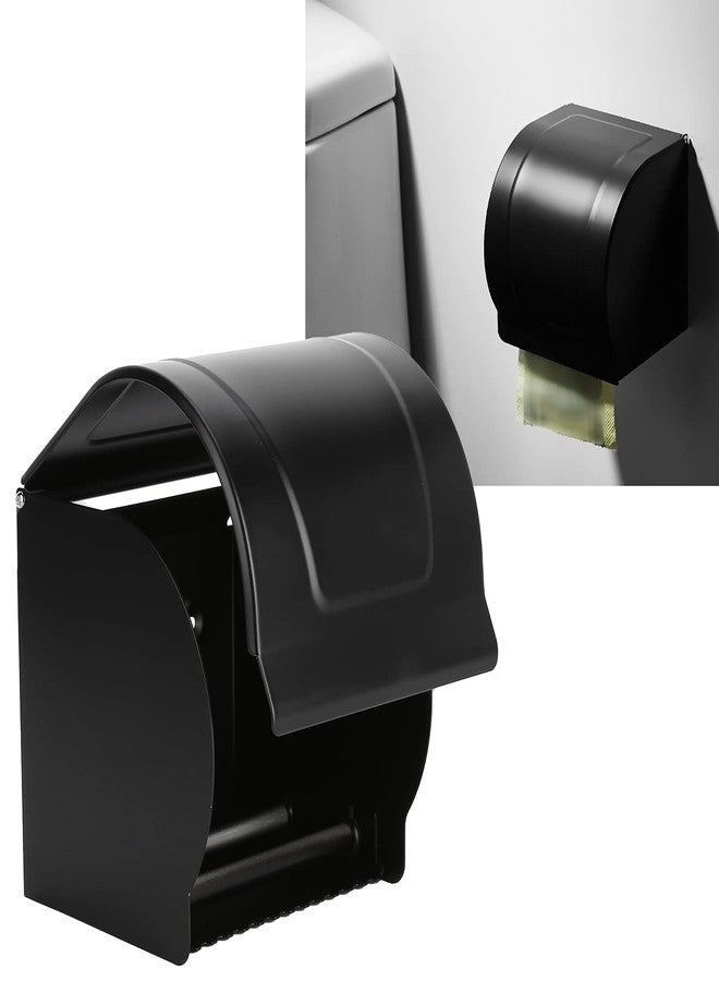 HAOHIZE Covered Toilet Paper Holder, Cat Proof Toilet Paper Holder Wall Mounted Bathroom Toilet Paper Shelf Cover Aluminum Alloy Toilet Paper Roll Holder Black - Image 5