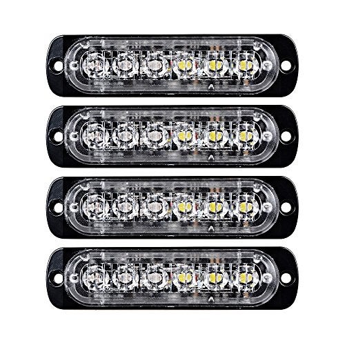 XTAUTO XT AUTO 4pcs Universal 12V-24V Super Bright Red/White 18W 6-LED Warning Emergency Construction Surface Mount Beacon  - Image 1