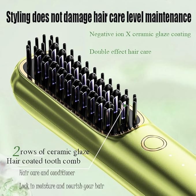 Zikra Cordless Hair Straightener Brush, Portable Mini Straightening Brush, Negative Ion Hot Comb Hair Straightener for Women with Travel Size, 160-220¬∞C for All Hair Types,USB Rechargeable, Anti-Scald - Image 3