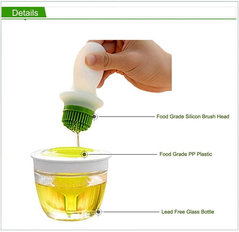 tgopit Silicone Oil Brush Bottle Oil Dispenser Baster Brush for BBQ 2 in 1 Design Turkey Baster Pastry Brush Set with Thick Glass Bowl Suit Kitchen Cooking Baking Honey and Grilling BBQ - Image 4