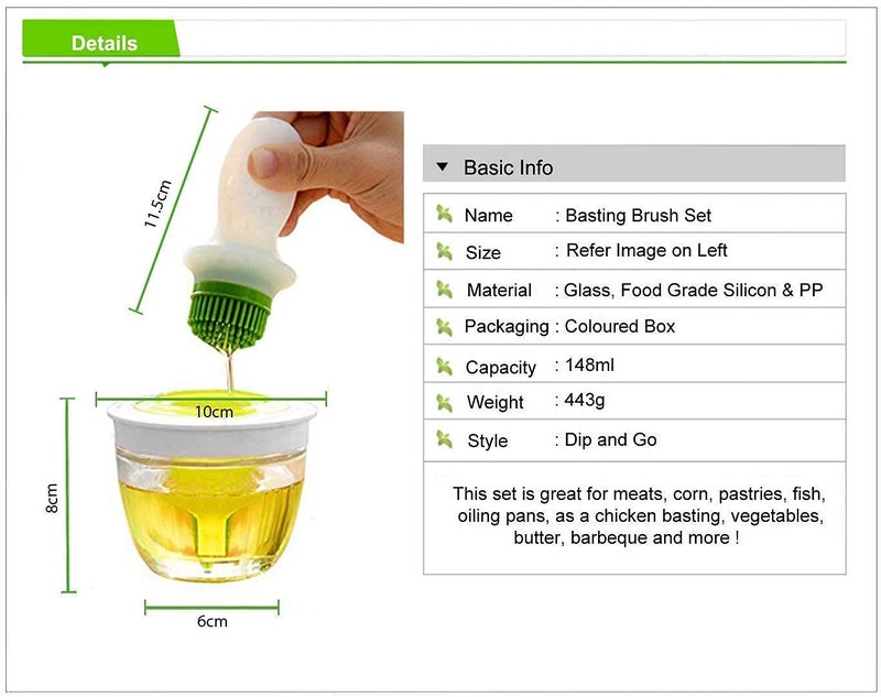 tgopit Silicone Oil Brush Bottle Oil Dispenser Baster Brush for BBQ 2 in 1 Design Turkey Baster Pastry Brush Set with Thick Glass Bowl Suit Kitchen Cooking Baking Honey and Grilling BBQ - Image 5