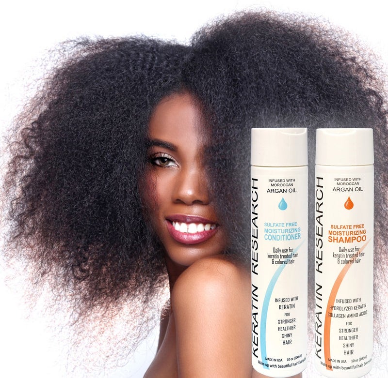 KERATIN RESEARCH شامبو وبلسم خالي من الكبريتات مع زيت الأركان الطبيعي من كيراتين ريسيرش - مجموعة قيمة من زجاجتين لعلاجات الكيراتين، الصيانة والرعاية بعد العلاج، شامبو وبلسم بعد العلاج (300 مل 2 عبوة) - Image 5