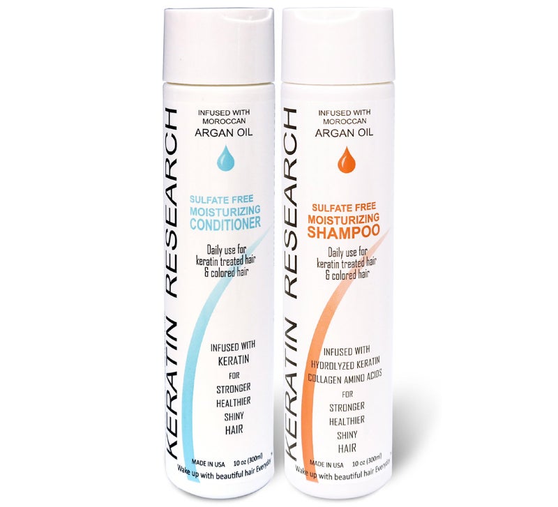 KERATIN RESEARCH شامبو وبلسم خالي من الكبريتات مع زيت الأركان الطبيعي من كيراتين ريسيرش - مجموعة قيمة من زجاجتين لعلاجات الكيراتين، الصيانة والرعاية بعد العلاج، شامبو وبلسم بعد العلاج (300 مل 2 عبوة) - Image 4