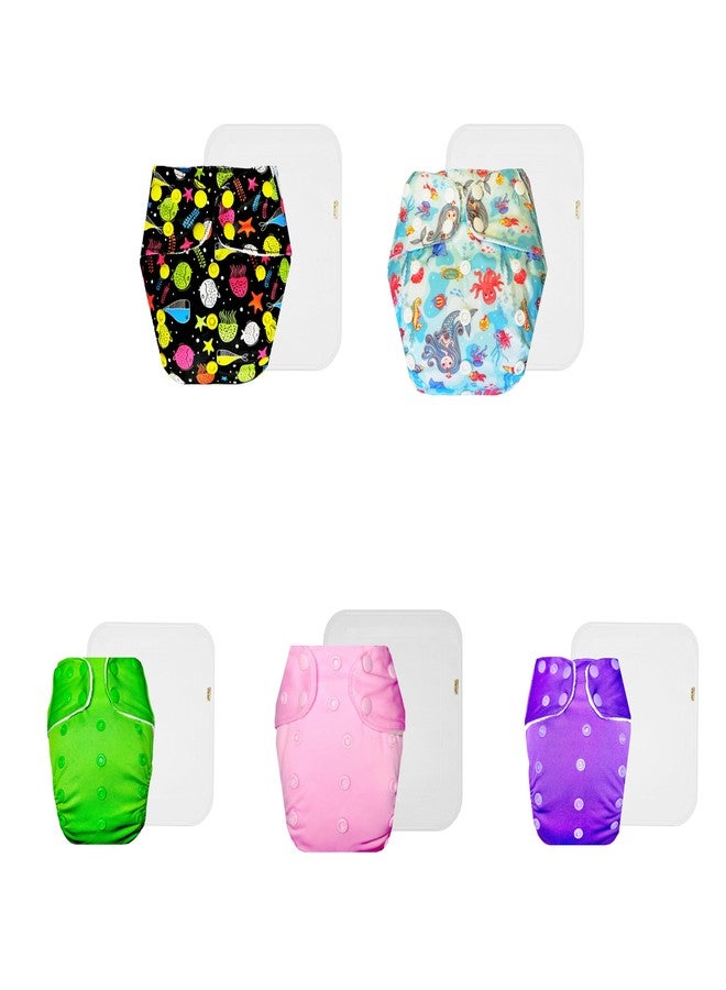 Dumbledo Premium Cloth Diaper with Cotton Insert (Pack of 5) | Snug Fit | Breathable | Quick Dry | Designed by Moms | 3 Months - 3 Years | Unisex Baby - Image 1