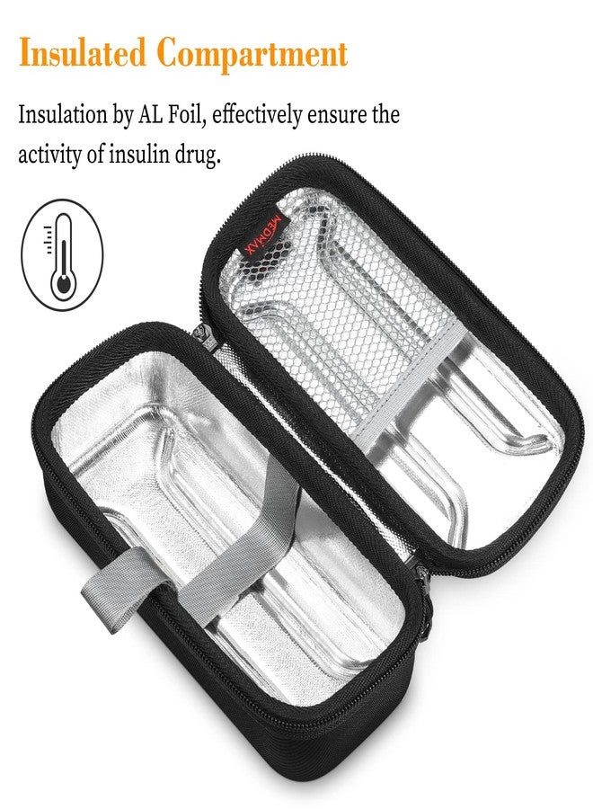 MEDMAX Insulin Vial Carrying Cooler Case, Portable Water Resistant Insulated Diabetic Organizer Protective Hard Shell Medical Travel Case with One Ice Brick TSA Approved (Black) - Image 2