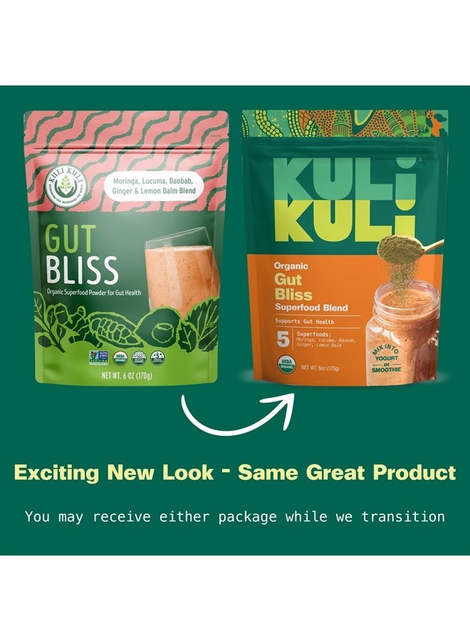 Kuli Kuli Gut Bliss Superfood Powder [6 oz] - Powerful Blend of Organic Moringa, Baobab, Lucuma, Ginger and Lemon Balm - Promote Digestion, Soothe the Stomach and Boost Gut Health - Image 2