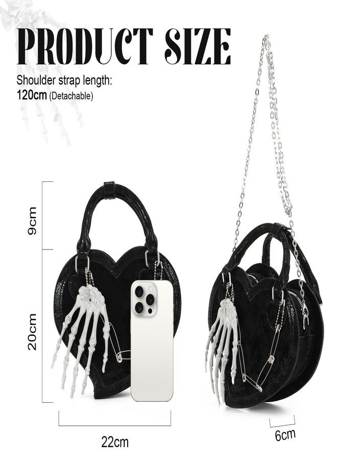 Oweisong Halloween Gothic Purse for Women Cut Heart Shaped Shoulder Bag Devil Handbag Skull Crossbody Bag - Image 3