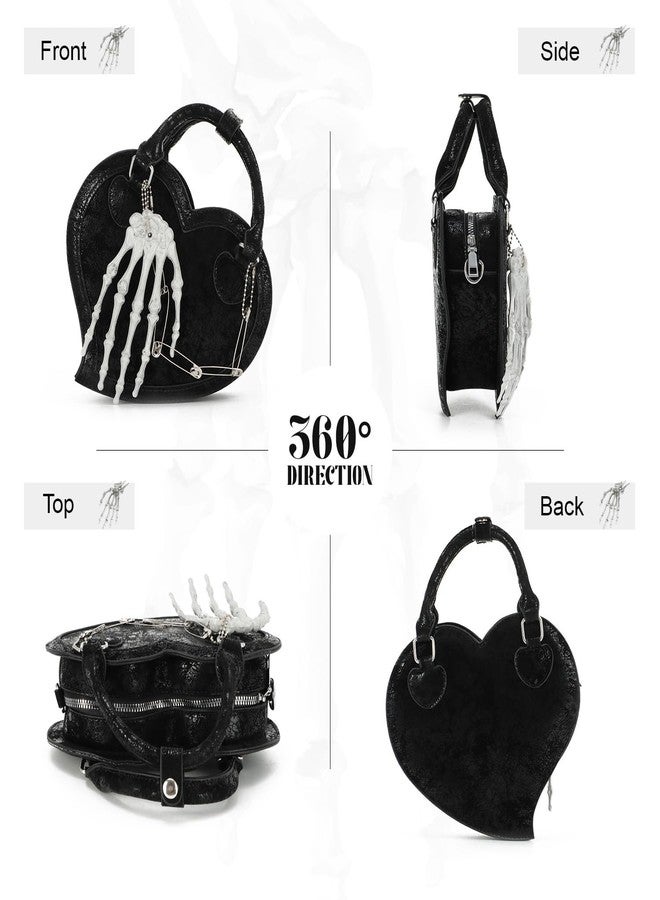 Oweisong Halloween Gothic Purse for Women Cut Heart Shaped Shoulder Bag Devil Handbag Skull Crossbody Bag - Image 4
