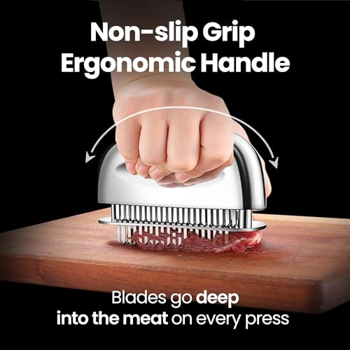 Gourmet Easy Meat Tenderizer Tool, Easy to Clean, One Piece Design - No Disassembly Needed, Ultra Sharp Needle Blades 100% Stainless Steel, Heavy-Duty Kitchen Gadgets, Meat Needle, Cooking Gadget for Tenderizing - Image 3