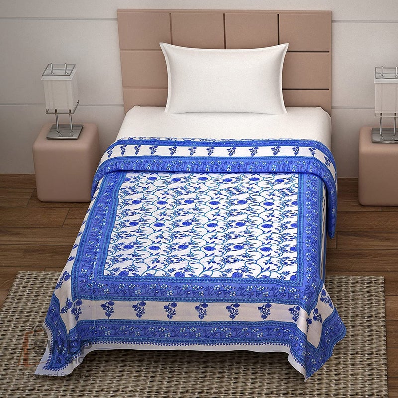SIBLEY 300 TC Single Bed Jaipuri Razai Organic Pure Cotton Ac Quilt Soft Rajasthani Cotton Quilt 55 x 85 inch, Blue (Set of 1) - Image 2