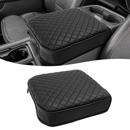 KBH Center Console Armrest Cover for 2023 2024 2025 2026 Ford F250 F350 F450 F550 Super Duty, Vinyl Leather Trim, Arm Rest Lid Cushion Protector, Anti-Scratch, Black (Fits Bucket Seat Console Only) - Image 1