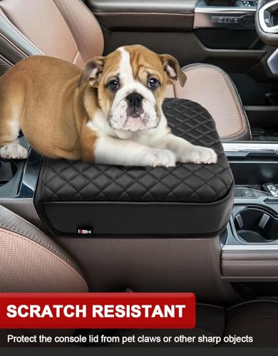 KBH Center Console Armrest Cover for 2023 2024 2025 2026 Ford F250 F350 F450 F550 Super Duty, Vinyl Leather Trim, Arm Rest Lid Cushion Protector, Anti-Scratch, Black (Fits Bucket Seat Console Only) - Image 3