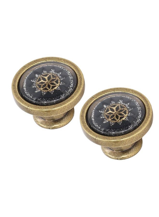 Thoraya 2 Sets Antique Furniture Hardware Handle Knob Zinc Alloy Round Single Hole Cabinet Door Handle Copper Black  - Image 3