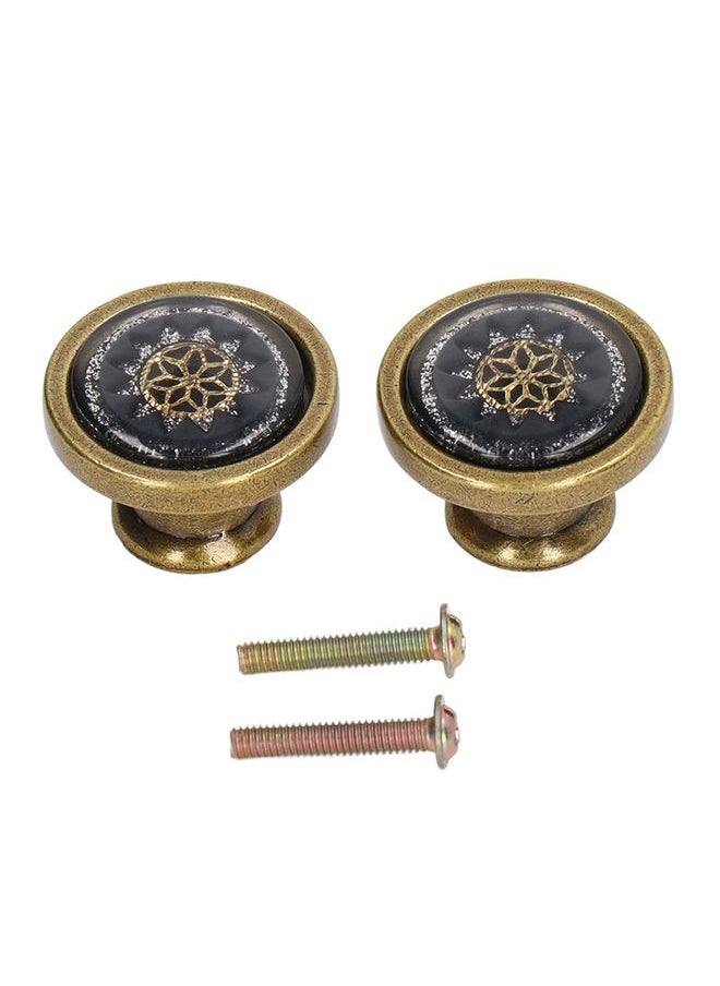 Thoraya 2 Sets Antique Furniture Hardware Handle Knob Zinc Alloy Round Single Hole Cabinet Door Handle Copper Black  - Image 1