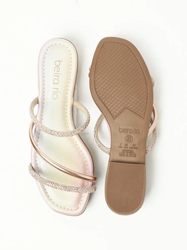 Beira Rio Gold Pink Beira Rio Ladies Flat Sandals Gold Pink | Made In Brazil for Women | Best Price UAE