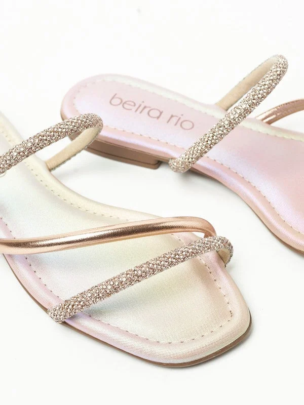 Beira Rio Gold Pink Beira Rio Ladies Flat Sandals Gold Pink | Made In Brazil for Women | Best Price UAE