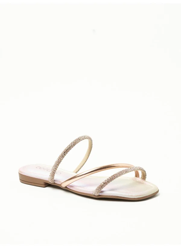 بيرا ريو Beira Rio Ladies Flat Sandals Gold Pink | Made In Brazil