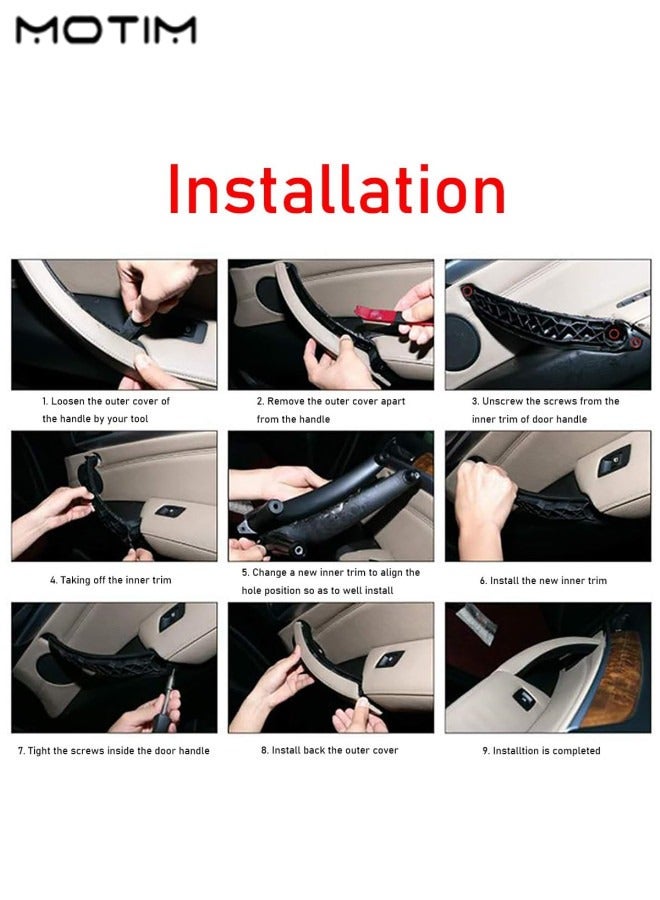 موتيم طقم استبدال مقبض سحب مقبض باب السيارة لباب السيارة BMW X5 E70 2008-2013/ BMW X6 E71 2008-2014، مقبض الباب الداخلي للراكب الأمامي الأيمن/الخلفي الأيمن غير متضمن غطاء جلدي غير متضمن - Image 5