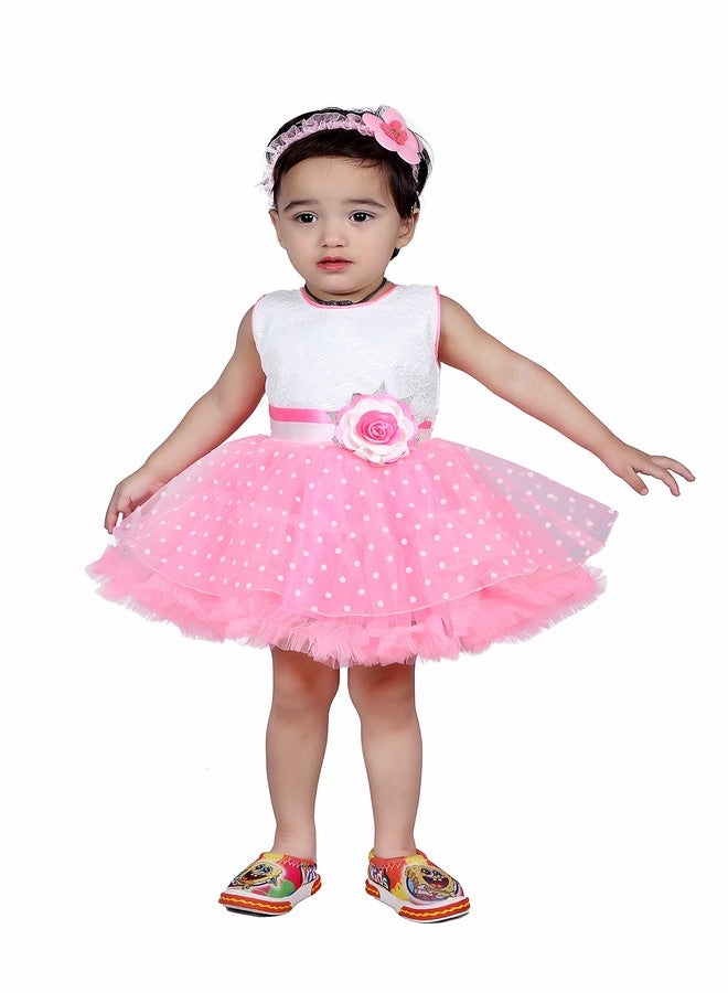 First Kids Step Rich Doll Girl's Designer Frock (Pink, 2-3 Years) - Image 1
