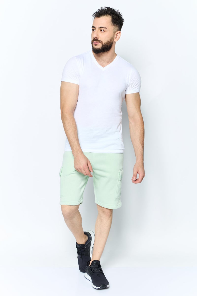 Akademiks Men Brand Logo Cargo Shorts, Green - Image 4