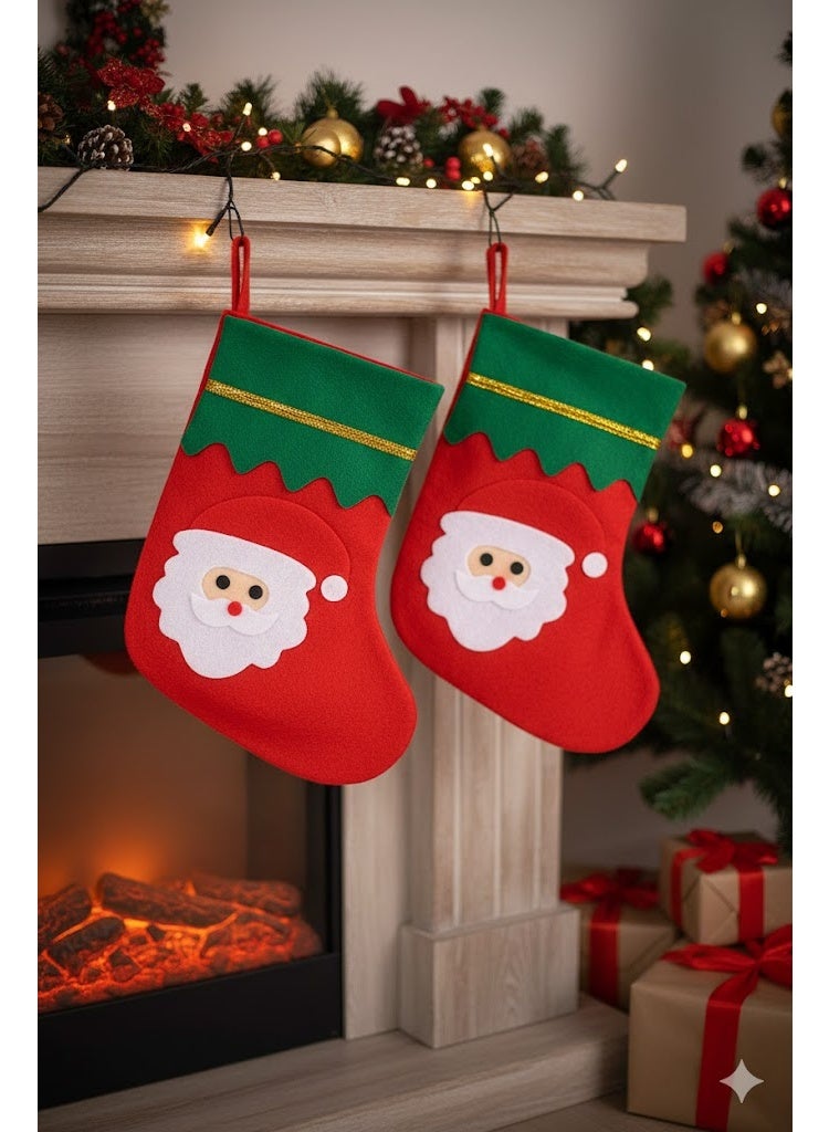 شراب زينة قماش كريسماس – أشكال متعددة – لون أحمر – طقم 2 قطعة – مجمع - Image 3