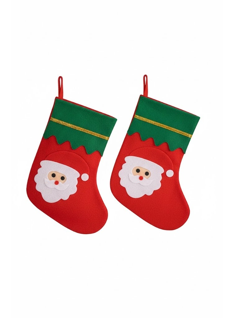 شراب زينة قماش كريسماس – أشكال متعددة – لون أحمر – طقم 2 قطعة – مجمع - Image 1