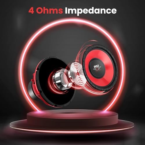 Pyle Car Vehicle Subwoofer Audio Speaker - 10 Inch Red Electro-Plated Cone, Red Plastic Basket, 1.5” Kapton Voice Coil, 4 Ohm Impedance, 600 Watt Power, for Vehicle Stereo Sound System - Pyle PLW10RD - Image 3
