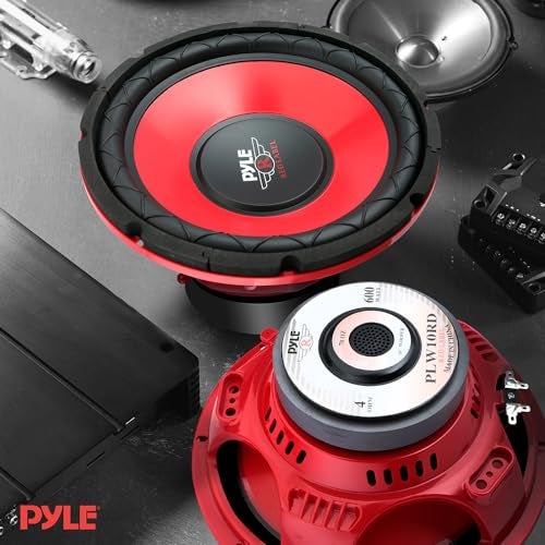 Pyle Car Vehicle Subwoofer Audio Speaker - 10 Inch Red Electro-Plated Cone, Red Plastic Basket, 1.5” Kapton Voice Coil, 4 Ohm Impedance, 600 Watt Power, for Vehicle Stereo Sound System - Pyle PLW10RD - Image 5