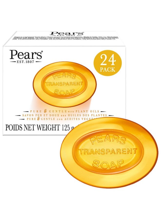 Pears Pears Soap, Face & Body Soap, Amber - Pure & Gentle Transparent Bar Soap, Moisturizing Glycerin Soap with Natural Oils for Pampered, Glowing Skin, 4.4 Oz (Pack of 24)  - Image 1