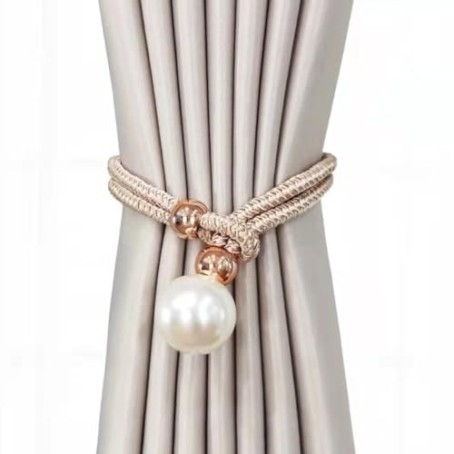 Home-Cloud HomeCloud Adjustable Length Braided Rope Curtain Tiebacks – 1 Pair (2 Pieces), Indoor Decorative Hanging Ball Design - Image 1