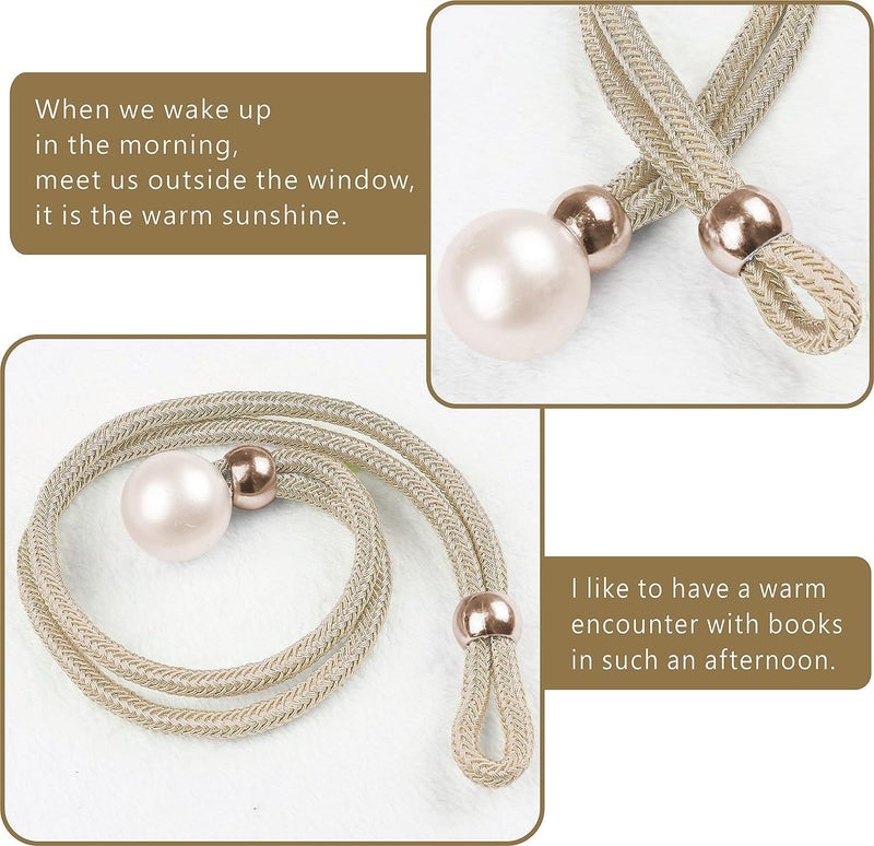 Home-Cloud HomeCloud Adjustable Length Braided Rope Curtain Tiebacks – 1 Pair (2 Pieces), Indoor Decorative Hanging Ball Design - Image 3
