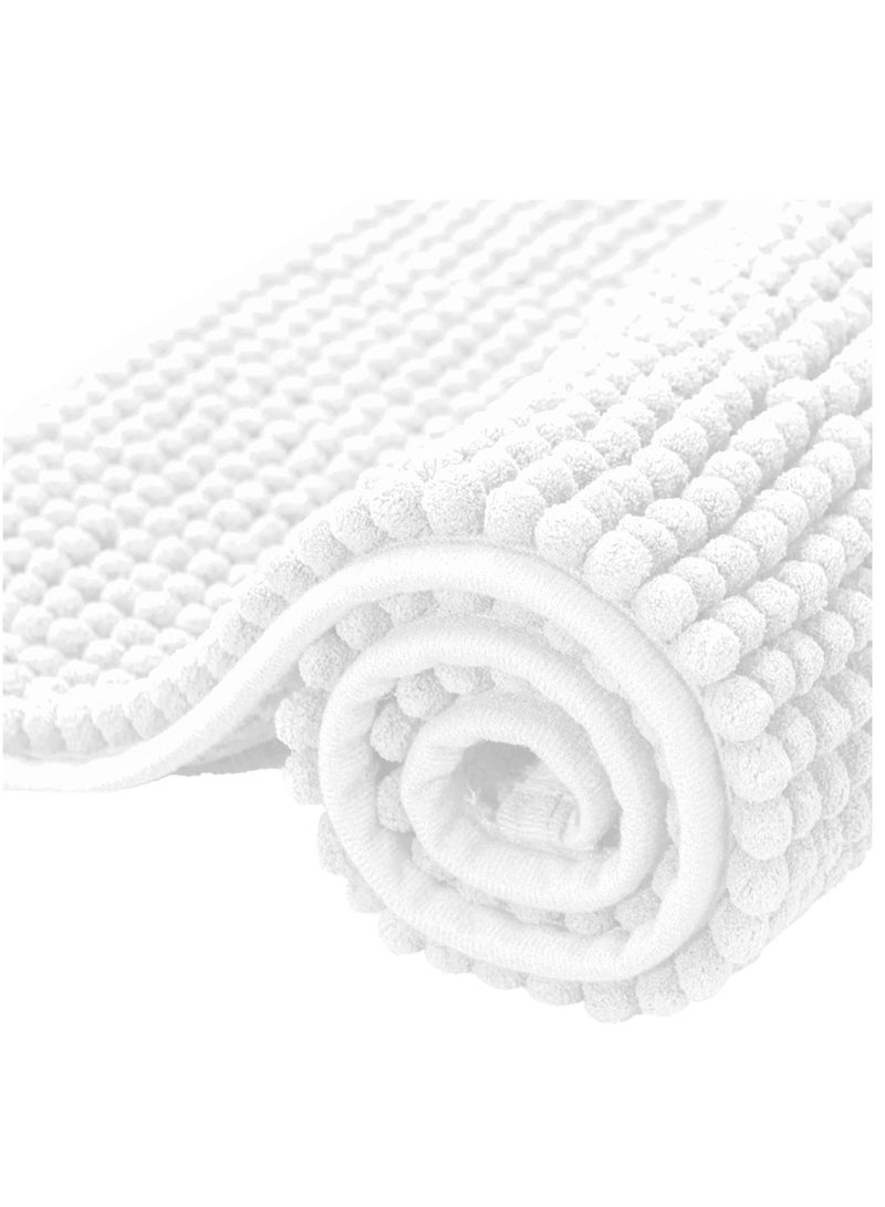 subrtex subrtex Bathroom Rugs Chenille Bath Rug Soft Short Plush, Water Absorbent Shower Mat Quick Dry Machine Washable(White,16" x 24") - Image 1