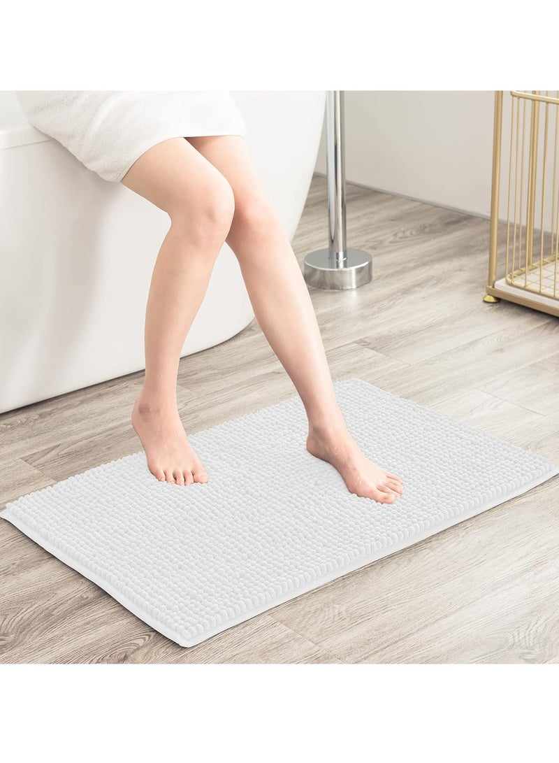 subrtex subrtex Bathroom Rugs Chenille Bath Rug Soft Short Plush, Water Absorbent Shower Mat Quick Dry Machine Washable(White,16" x 24") - Image 3