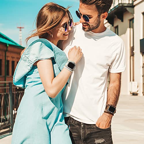 Wingoden Boho Bracelet Compatible with Beaded Apple Watch Band 41mm40mm38mm Handmade 5 Wrap Apple Watch Strap for Women Men Natural Stone iWatch Band Series 9 8 7 6 5 4 3 2 1 SE Ultra 2 Tiger Eye M Size - Image 3