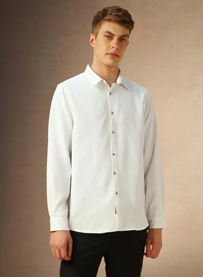 Dennis Lingo Dennis Lingo Solid Spread Collar Regular Fit Shirt